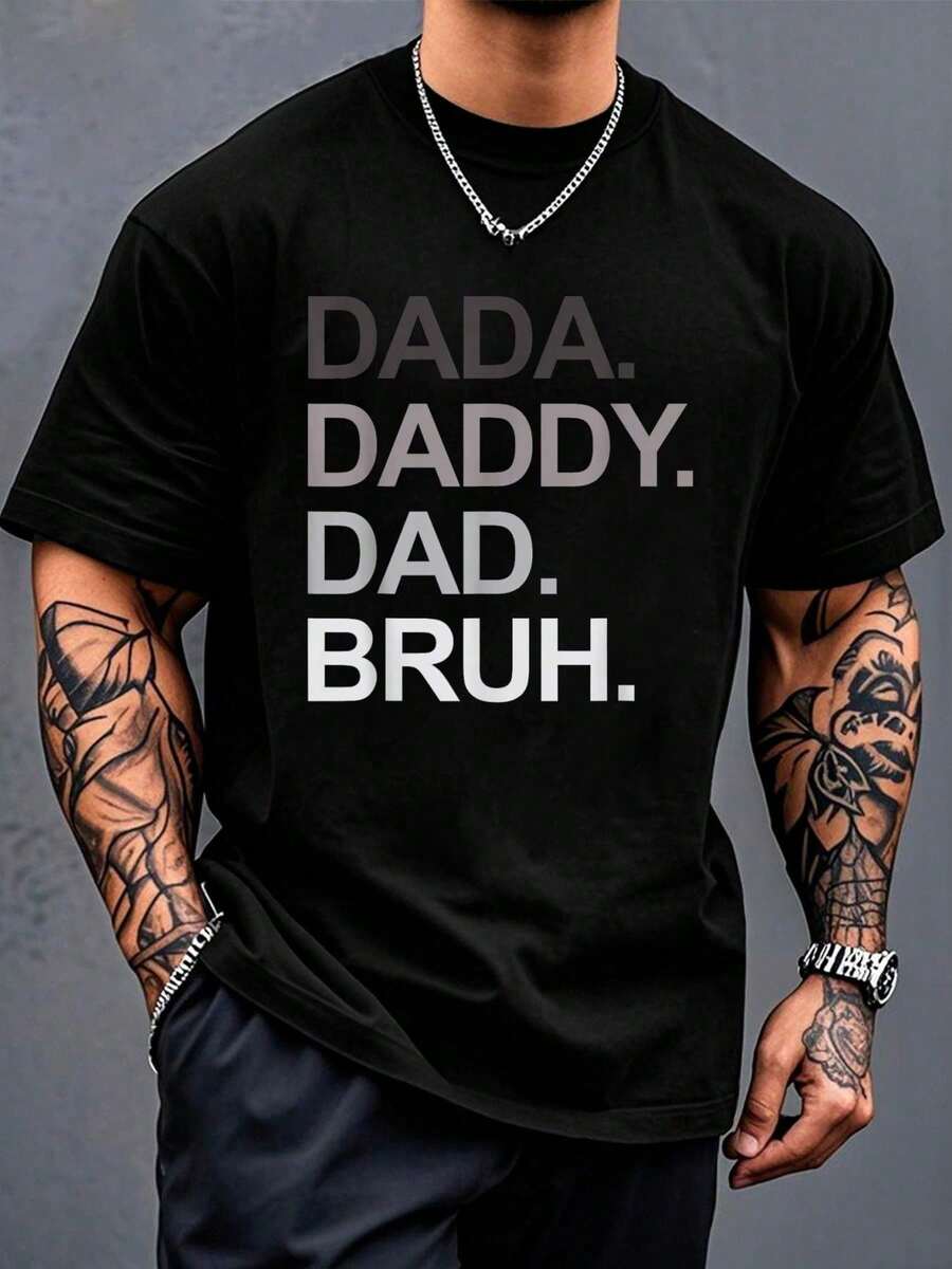 Dada Daddy Dad Bruh Funny Husband Dad Father's Day Mens T-Shirt Print T-Shirt Casual Crew Neck Short Sleeve Comfort Tee Top For Spring & Summer Men's Clothing