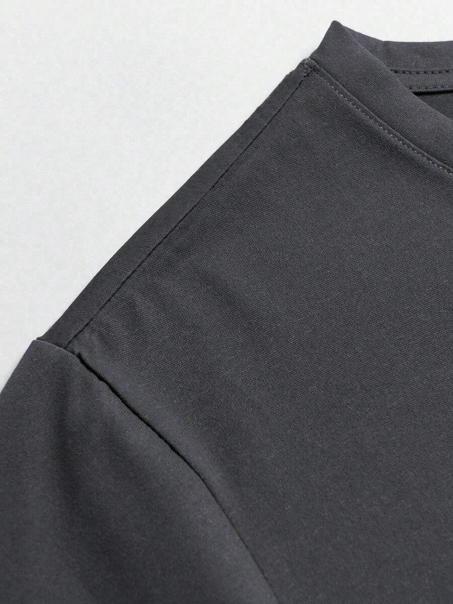 Men's Lightweight Slogan T-Shirt, Gray Casual Short Sleeve Top, Versatile For Summer
