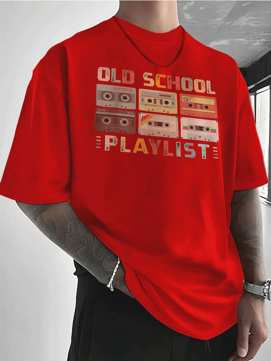 PAYEAH Cassette Tape Music 80s Retro Old School Playlist 100% Heavy Cotton Tshirt