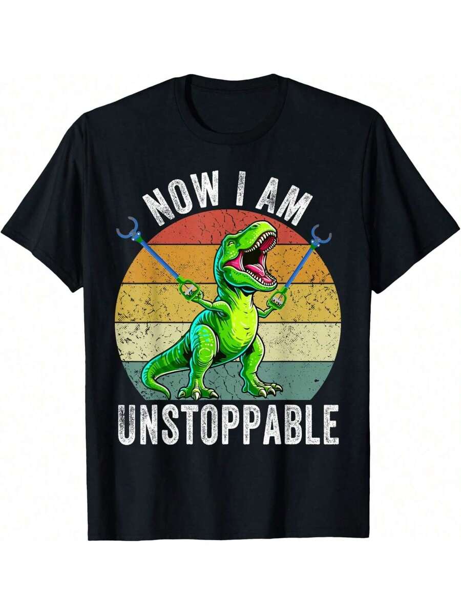 Funny Roaring T-Rex Dinosaur Meme Graphic Tees Men's T-Shirt, Soft And Breathable Short Sleeve, Perfect For Daily Wear, Outdoor Activities, Travel, And Casual Style, Comfortable All-Day Fit!