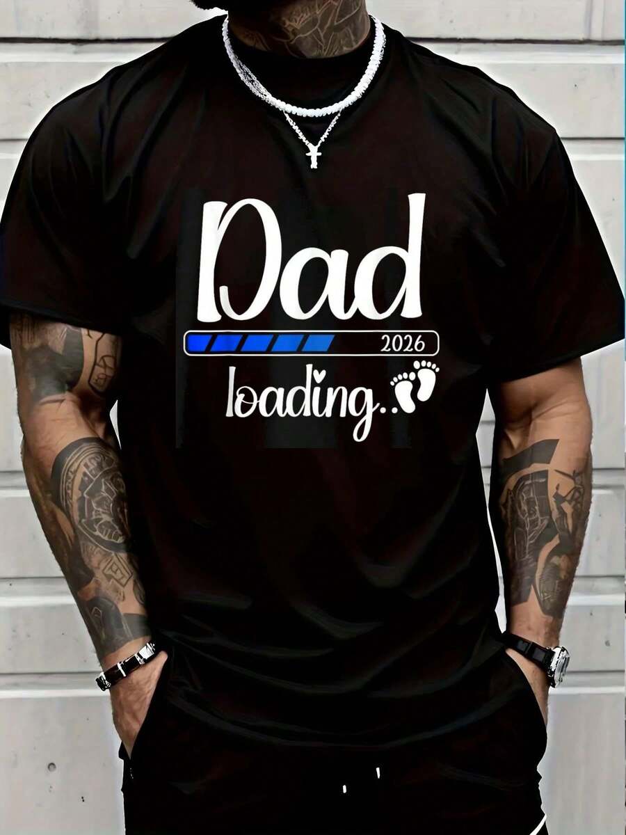 100% Cotton Dad 2026 Loading Soon To Be Dad 2026 T-Shirt Men's Women's Vintage Summer Vacation Tops Graphic Tee