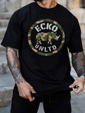 Men Sizes To Choose Short Sleeve Round Neck Summer Style Black T Shirt With Camouflage Rhino And Ecko Unltd Text Men Cotton Black Classic TShirt Men Size S-3XL