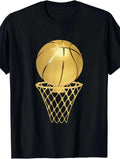Everyday Comfort, Men'S Basketball Graphic T-Shirt, 100% Cotton Crew Neck Tee, Casual Summer Knit Fabric Top With Applique Detail, Regular Fit Sports Fan Shirt, Casual Summer Wear|Crew Neck Tshirt|Smooth Texture Tee