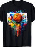 Summer Fashion Cotton Tee - Men'S Colorful Tie-Dye Splash Print Casual Round Neck - Machine Washable