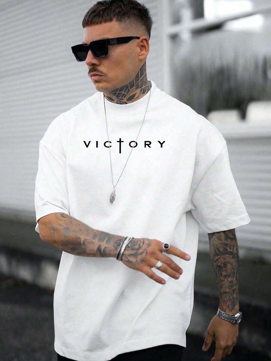 Men's T-Shirt, Classic Graphic T-Shirt, Soft And Comfortable T-Shirts For Men, Script Logo, 180g, 100% Cotton