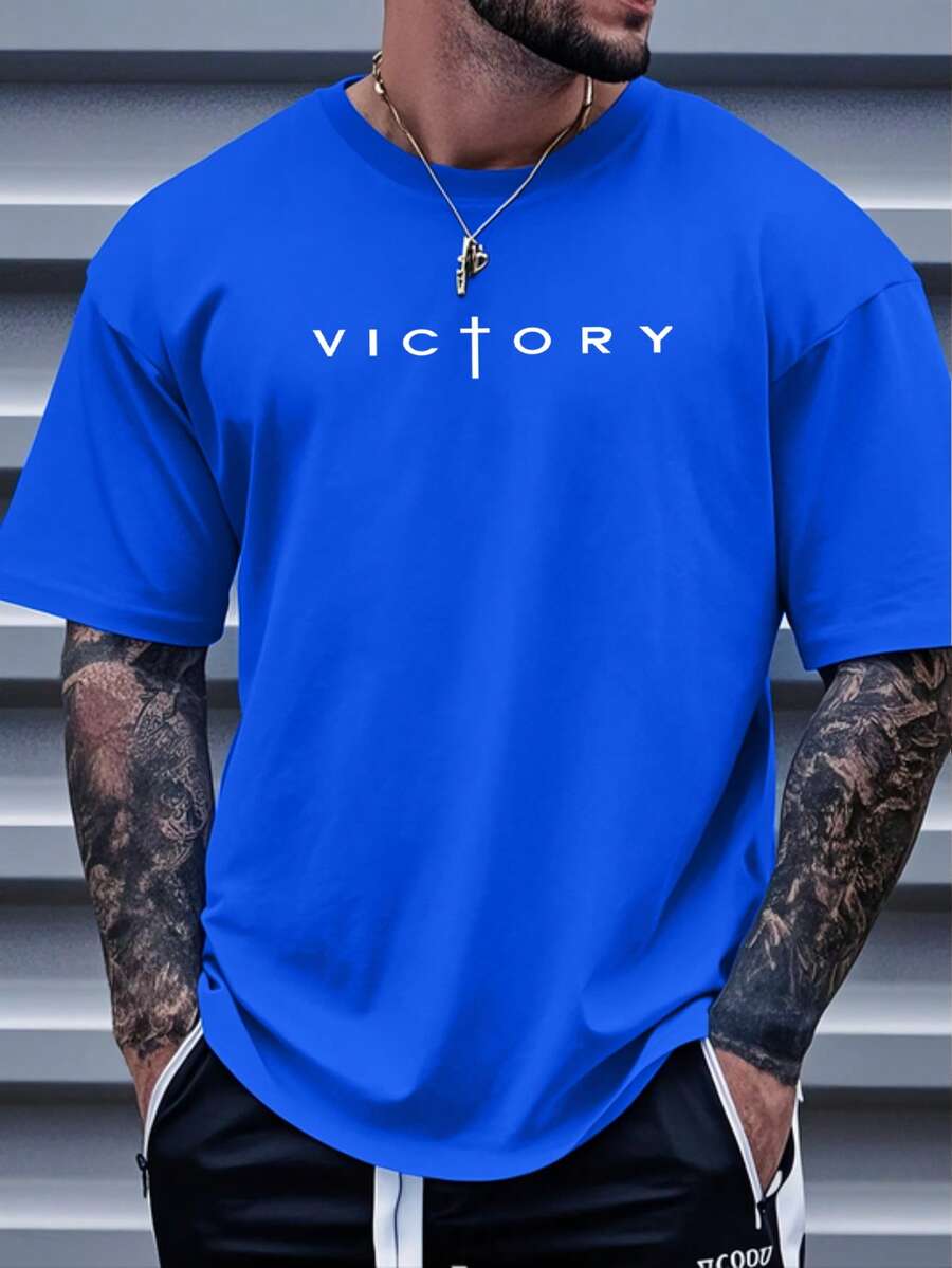 Men's T-Shirt, Classic Graphic T-Shirt, Soft And Comfortable T-Shirts For Men, Script Logo, 180g, 100% Cotton