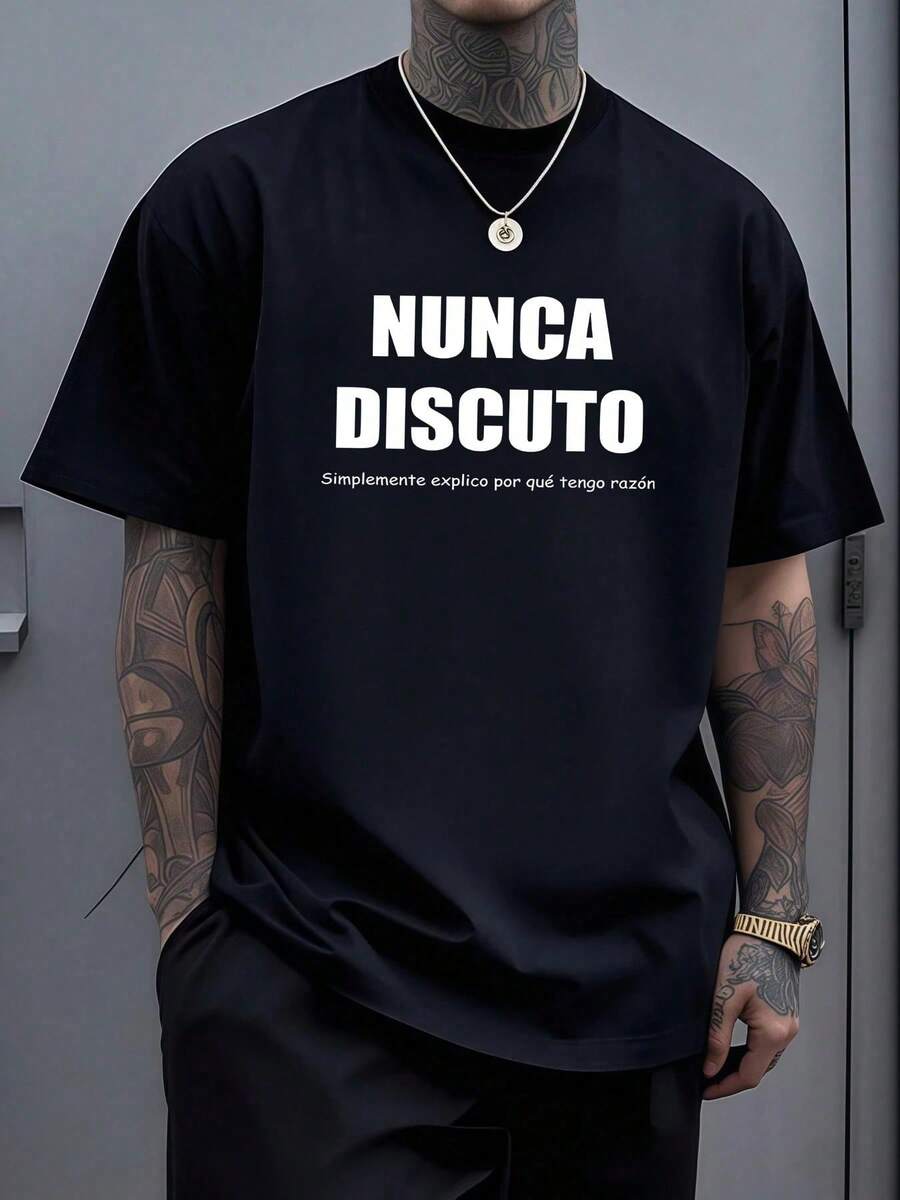 Men's T-Shirt, Classic Graphic T-Shirt, Soft And Comfortable T-Shirts For Men, Script Logo, 180g, 100% Cotton