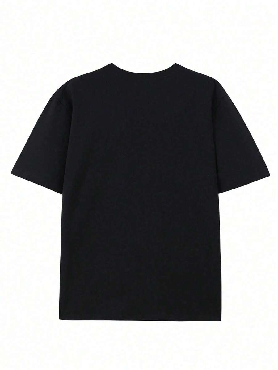 Men T-Shirt With Flame & ROCAWEAR Logo Print - Breathable Knit Fabric, Regular Fit Round Neck Short Sleeve Casual & Athletic Wear, Machine Washable For Travel & Daily Use, Travel Clothing, Comfortable Fit Shirt