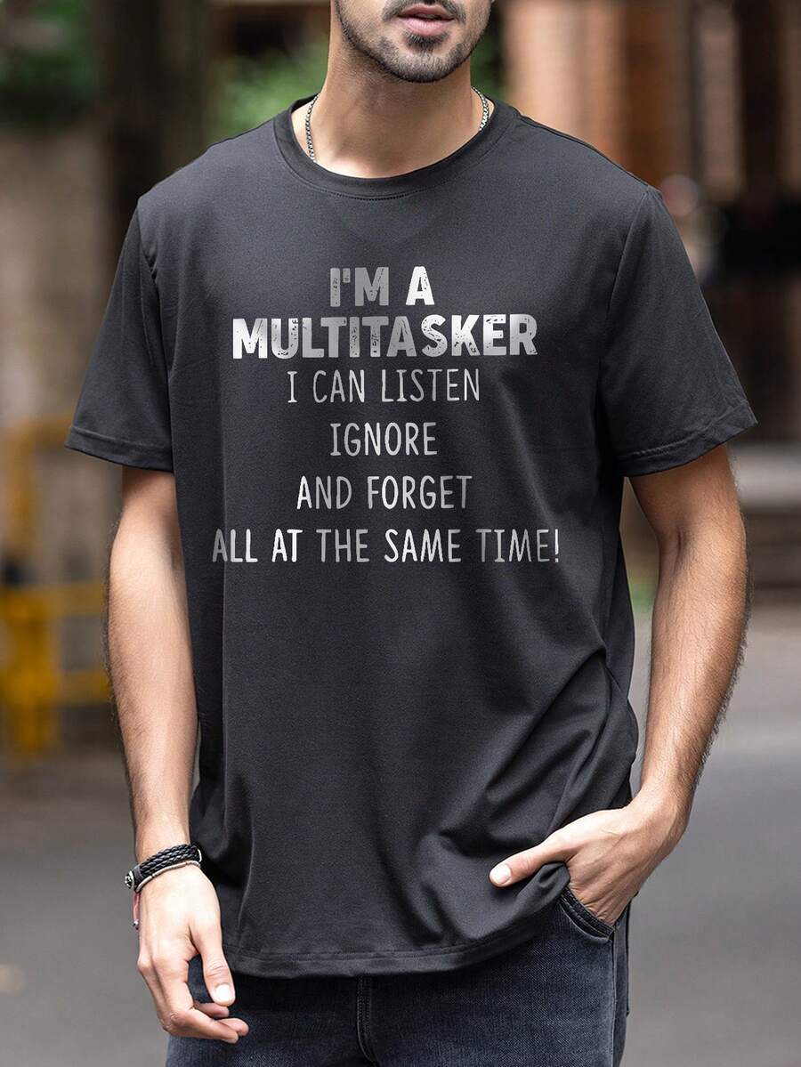Men Slogan Graphic Tee