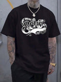 [Ecko Graphic Tee] Ecko Men's Graphic Print T-Shirt White, Short Sleeve, Round Neck, Regular Fit, Summer Holiday Tee With Intricate Black Design, Casual Wear, Soft Stretch, Breathable Fit, Lightweight, Flexible