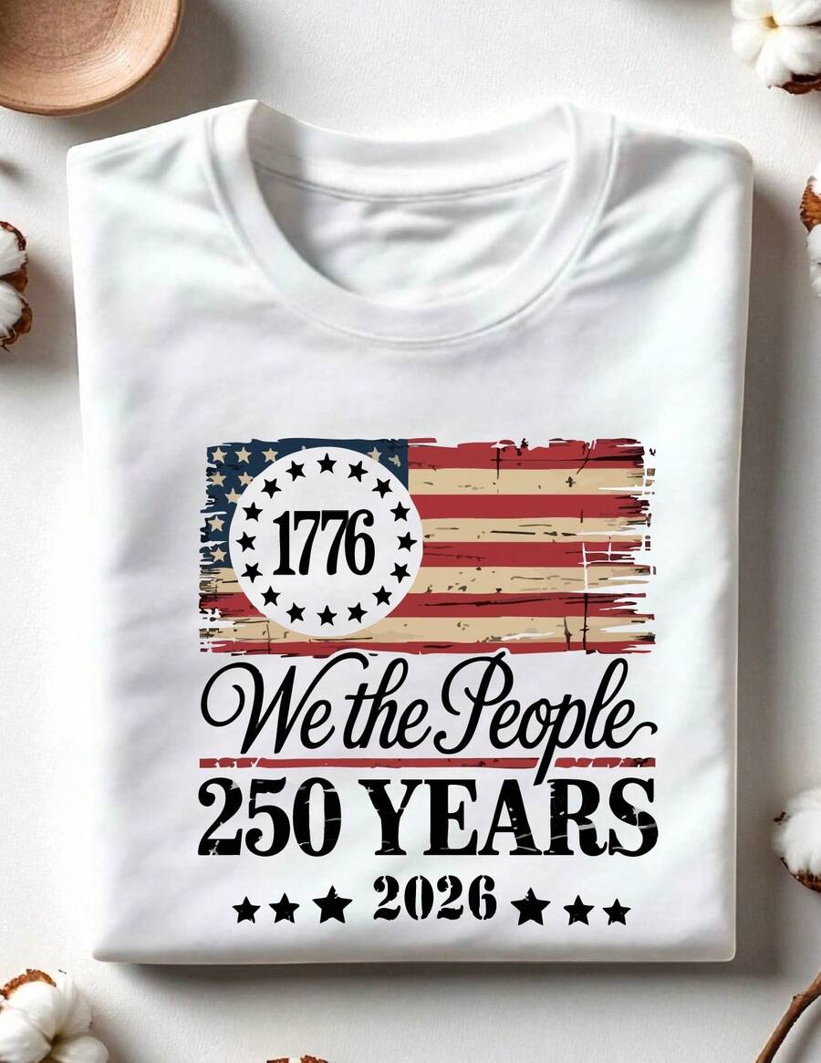 250th America Anniversary Shirt, US 250 Years T-Shirt, 1776 We The People Gift, Retro Independence Day Outfit, Patriotic Tee With USA Flag, 250th America Birthday Apparel 0C-411