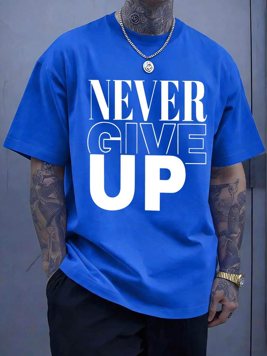 Men's T-Shirt, Classic Graphic T-Shirt, Soft And Comfortable T-Shirts For Men, Script Logo, 180g, 100% Cotton