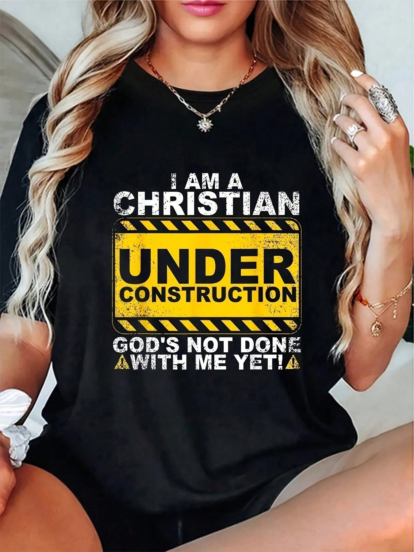 Funny Christian Under Construction Gift Catholic Men Women T-Shirt