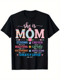 She Is Mom Christian Bible Verse T-Shirt - Inspirational Mother'S Day Gift With Floral & Faith Design, Soft Breathable Crew Neck Tee, Comfort Fit Unisex Short Sleeve Top For Women & Men, Bible Verse Quotes (Psalm 127:2, Proverbs 31:25