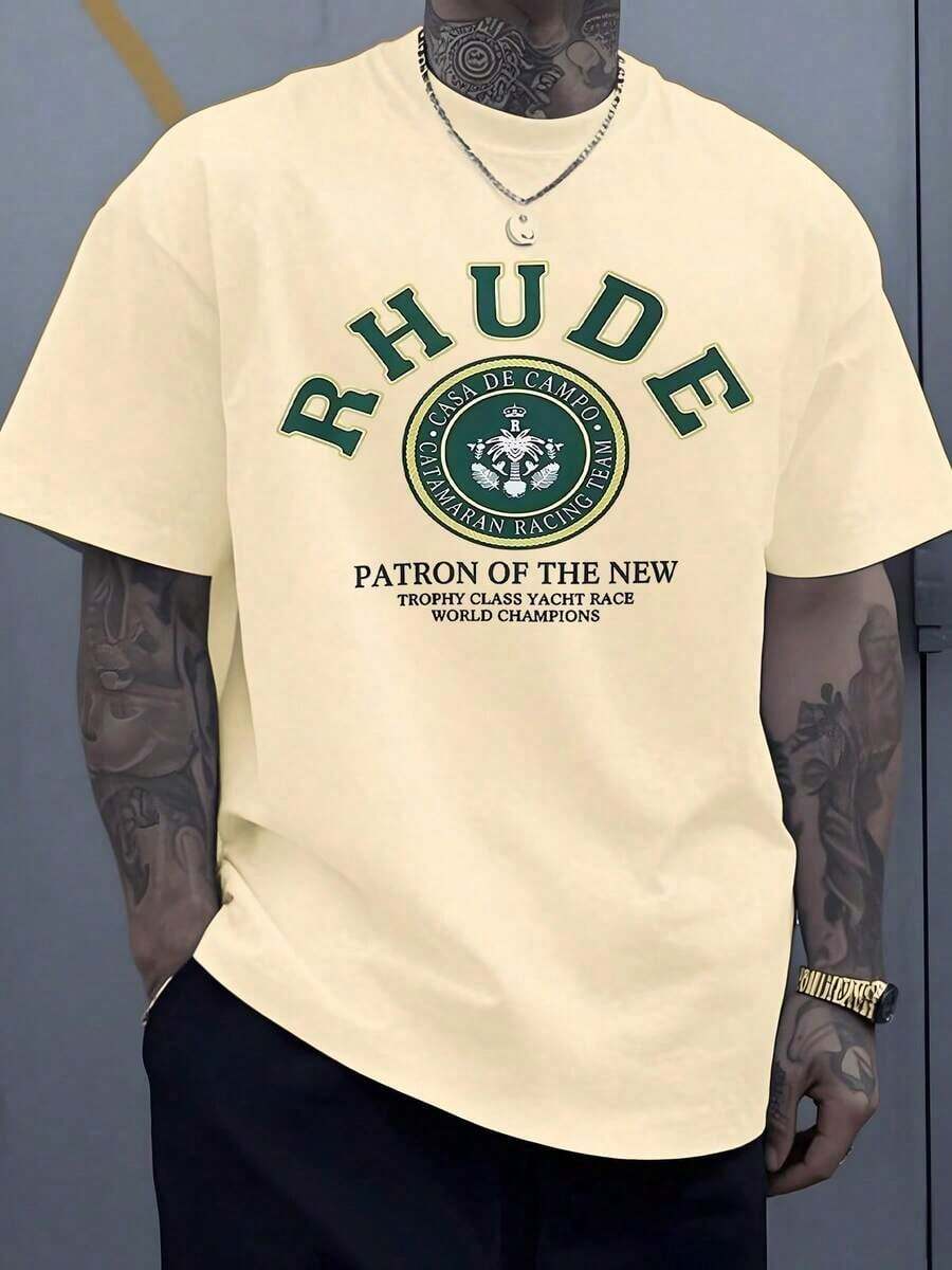 Royal Emblem Graphic Symbolizing Victory And Prestige With Casa De Campo Catamaran Racing Spirit Rhude Print Men 100% Cotton TshirtCasual Short-Sleeve T-Shirts For Men And Women