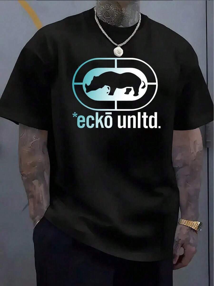 Men'S & Women'S 100% Oversized T-Shirt With Ecko Logo & Ecko Unltd. Graphic Print - Casual Round Neck Short Sleeve Summer Tee For Casual Attire, Outdoor Activities & Sports, Versatile Clothing, Durable Fabric, Comfortable Fit, Streetwear Fashion