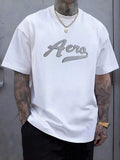 Bold Aero Script Across Chest Symbolizing Freedom Of Movement And Adventurous Spirit In Urban Life 100% Cotton Casual Men's Tshirt