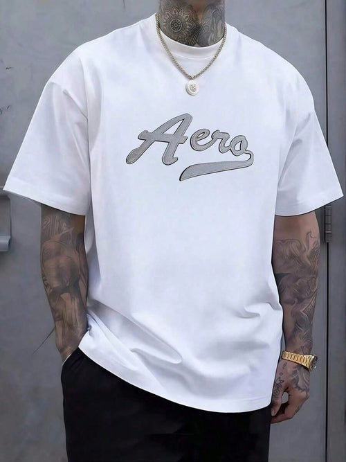 Bold Aero Script Across Chest Symbolizing Freedom Of Movement And Adventurous Spirit In Urban Life 100% Cotton Casual Men's Tshirt