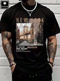 Men's Casual Cotton Streetwear, New York Brooklyn Street View, High-Quality Clothing, Fashionable T-Shirts, 100% Heavyweight Cotton T-Shirts, Men's Casual Cotton Short-Sleeve T-Shirts - Men's Basic Summer T-Shirts (Sizes S-XXXL). Cotton, Retro, Cotton, Co