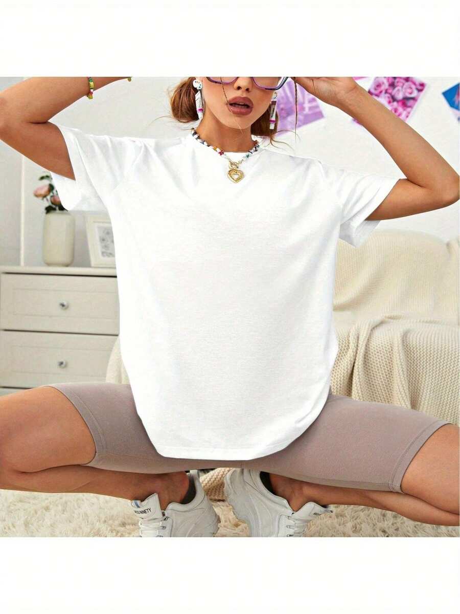 Ladies' Fashionable Casual Round Neck Top With Four ' Prints, Short Sleeves, All Season Fashion, Ladies' Fashionable, Breathable And Comfortable, 100% Pure Fabric, Fashionable Women'S Clothing, Machine Washable, Both Single And Layered Fa
