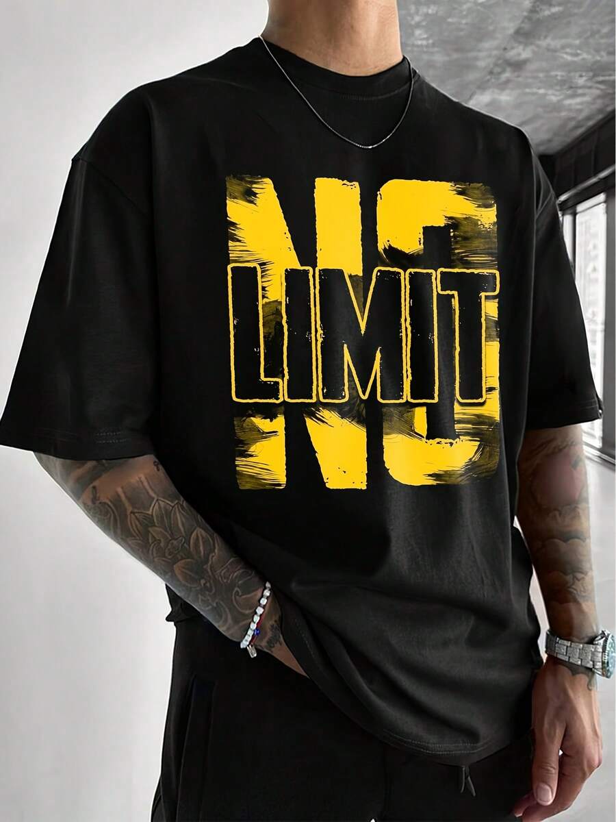 Men'S NO LIMIT Graphic Print T-Shirt – Made From 100% Breathable Soft Material, Lightweight And Machine Washable. This Regular Fit Short Sleeve Tee Is Perfect For Casual Outdoor Activities, Offering All-Season Comfort