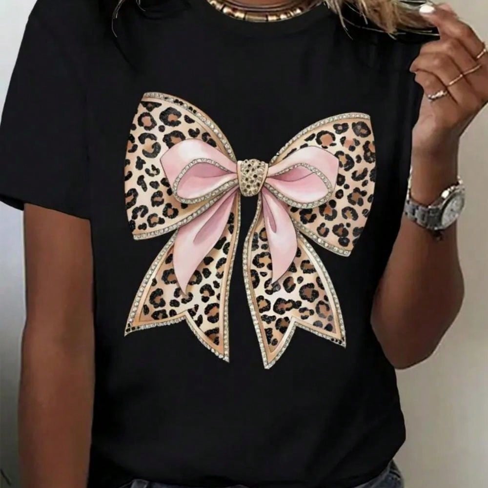 Women's Short-Sleeve T-Shirt, Loose Fit For Students And Young Girls, Summer Korean-Style Plus-Size Top For Middle-Aged Women, Stylish Youthful Half-Sleeve Black Oversized Crew-Neck Blouse With All-Match Print, Casual And Fashionable Juneteenth, Outdoor A