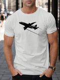 Leisure, Fashion Airplane Print T-Shirt, Men's T-Shirt, Casual Short-Sleeve T-Shirt, Printed T-Shirt, Comfortable T-Shirt, Men's Patterned T-Shirt, Comfortable, Loose
