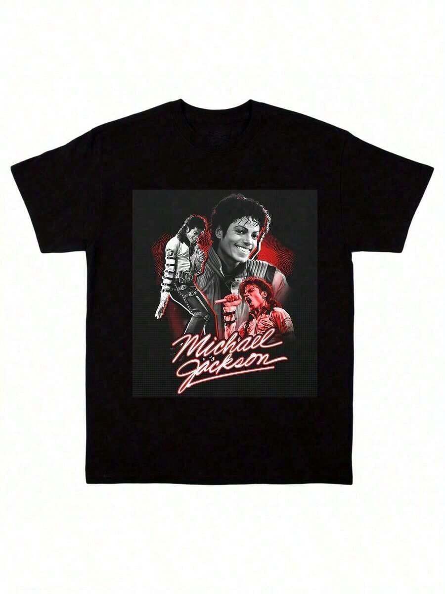 Summer Outfits For Women Classic Michael Jacksons King Of Pops T-Shirt,Men Fashion Rock T-Shirt,100% Cotton T-Shirt,Suitable Gift For Fans,Perfect & Holiday Gift For Men And Women Graphic Tee, Music,MICHAEL JACKSONS V4 TEE Vintage Graphic 90s Tee, Hip Hop