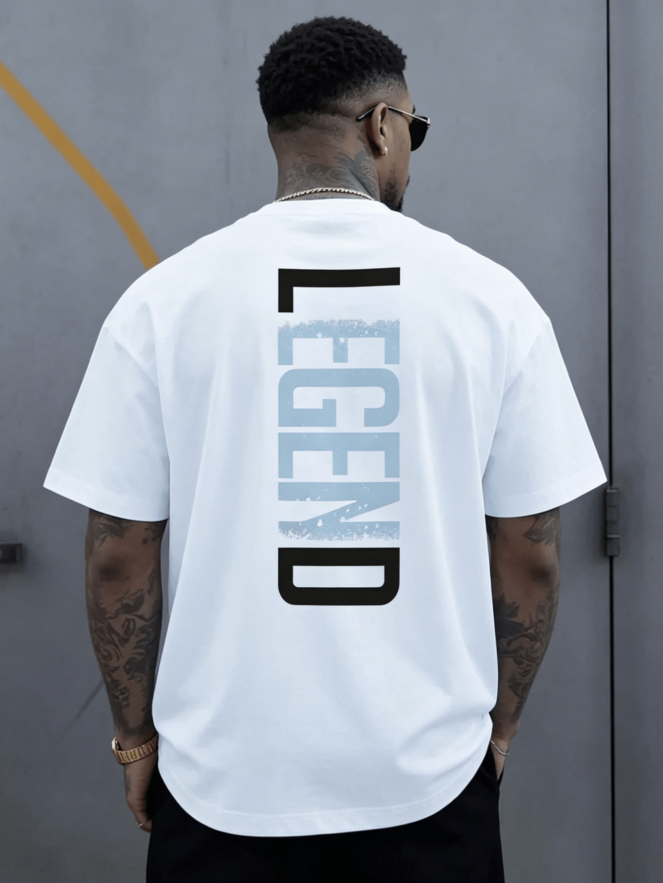 Men'S Short-Sleeve T-Shirt With Love Letter LEGEND Print Comfortable And Casual Featuring A Stretchy Neckline Suitable For Outdoor Activities For Men