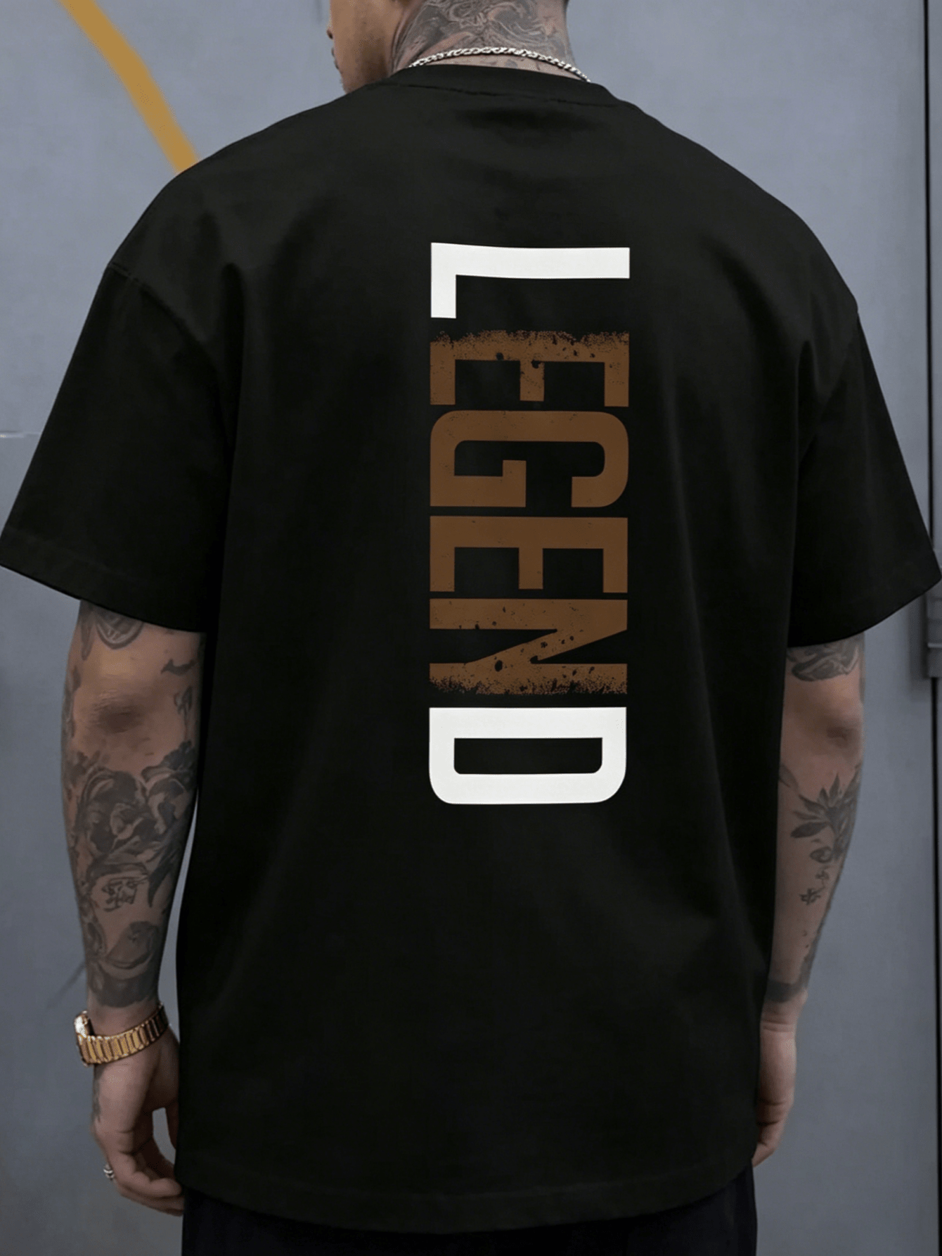 Men'S Short-Sleeve T-Shirt With Love Letter LEGEND Print Comfortable And Casual Featuring A Stretchy Neckline Suitable For Outdoor Activities For Men