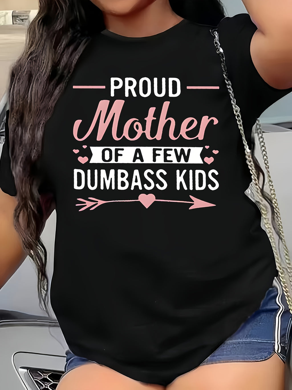 Plus Size Mother Print T-shirt, Casual Short Sleeve Crew Neck Top For Spring & Summer, Women's Plus Size Clothing