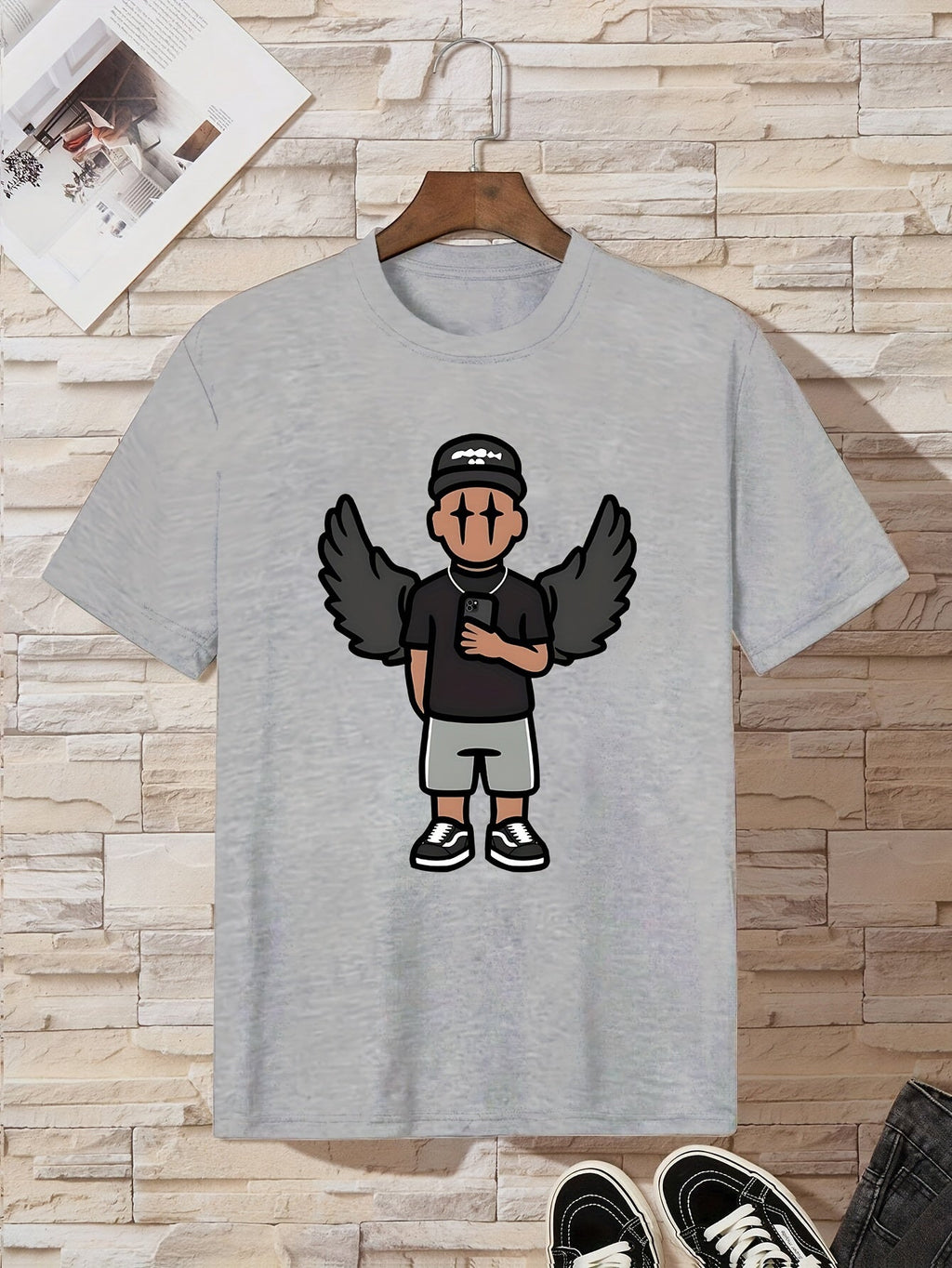 Teen Boys' Casual T-Shirt with Holding a Phone