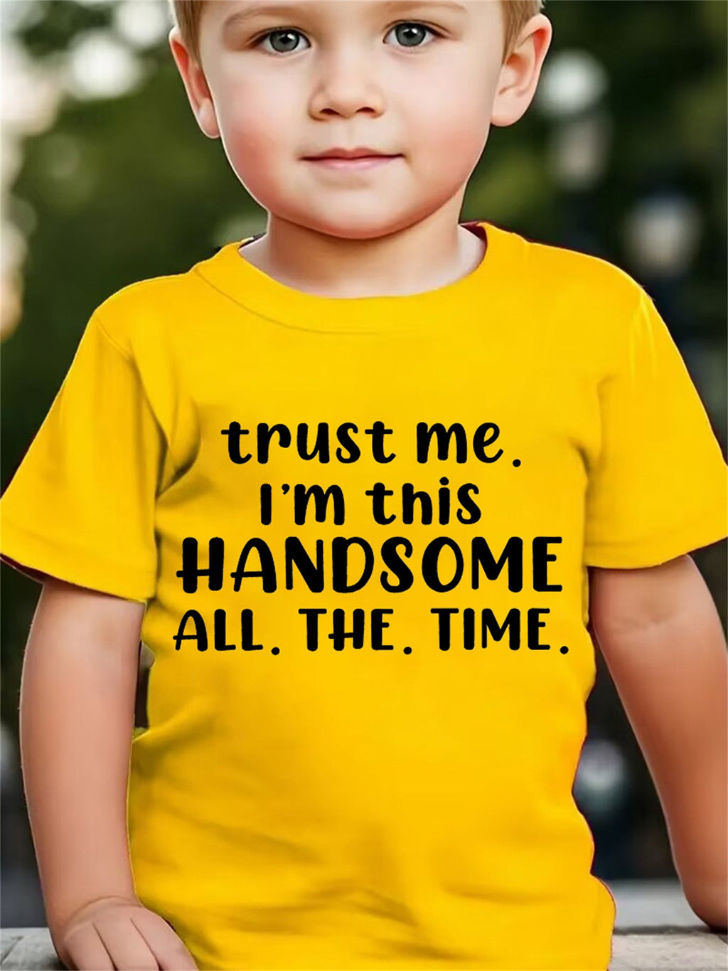 Summer Fashion Boys' Short-Sleeve T-Shirt "TRUST ME I'M THIS HANDSOME ALL THE TIME" Letter Print Casual Top DX2891