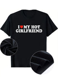 Boyfriend And Girlfriend Couple Pattern Short-Sleeved T-Shirt, Round Neck Casual Short-Sleeved Daily Top, Couple Outfit Good-Looking T-Shirt, Valentine'S Day Gift, Women'S Clothing