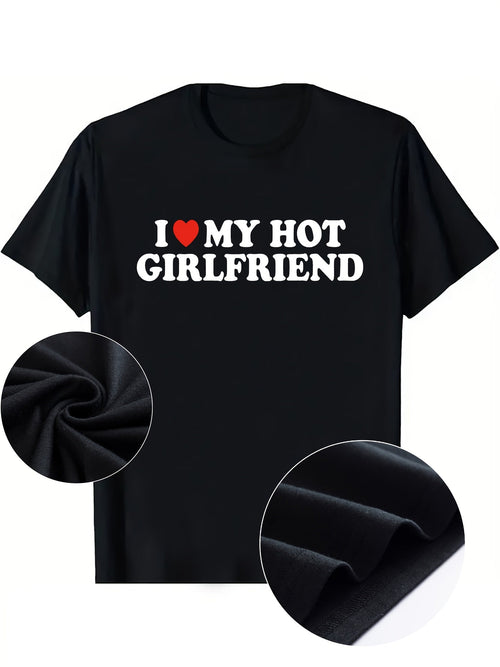 Boyfriend And Girlfriend Couple Pattern Short-Sleeved T-Shirt, Round Neck Casual Short-Sleeved Daily Top, Couple Outfit Good-Looking T-Shirt, Valentine'S Day Gift, Women'S Clothing