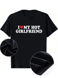 Boyfriend And Girlfriend Couple Pattern Short-Sleeved T-Shirt, Round Neck Casual Short-Sleeved Daily Top, Couple Outfit Good-Looking T-Shirt, Valentine'S Day Gift, Women'S Clothing