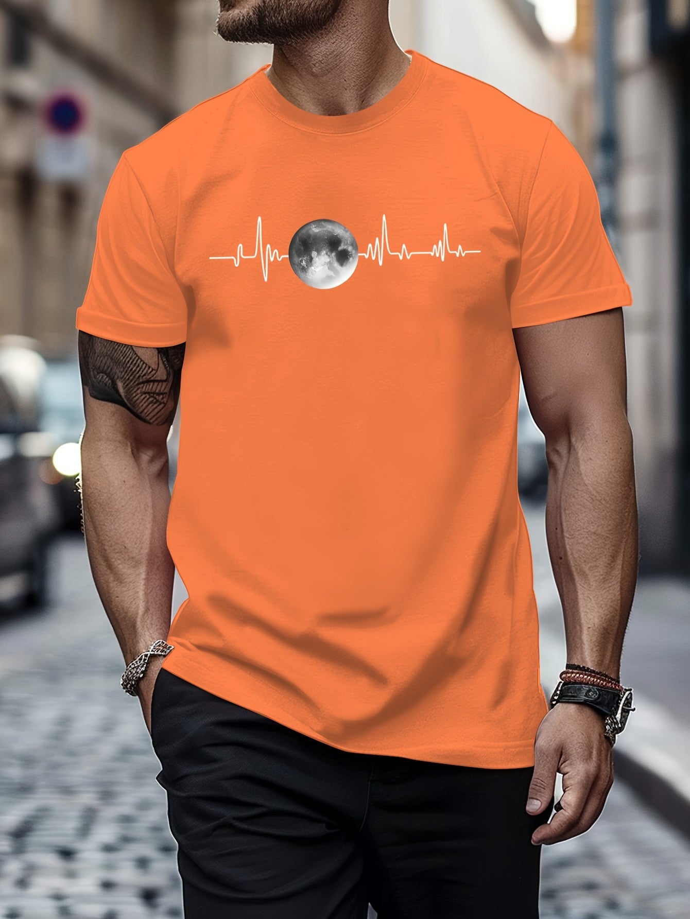 Men's Planet Print Drop Shoulder T-shirt