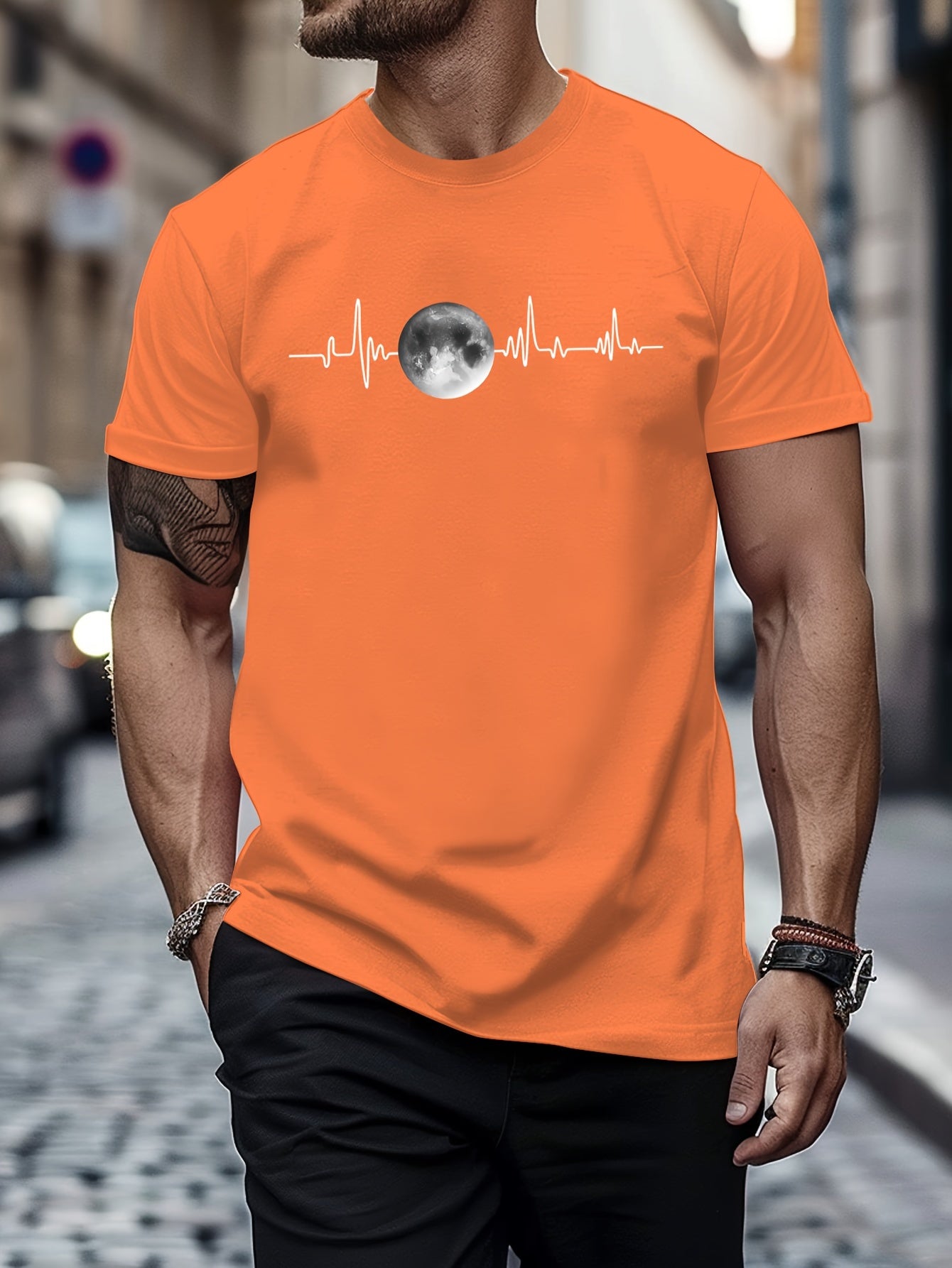 Men's Planet Print Drop Shoulder T-shirt