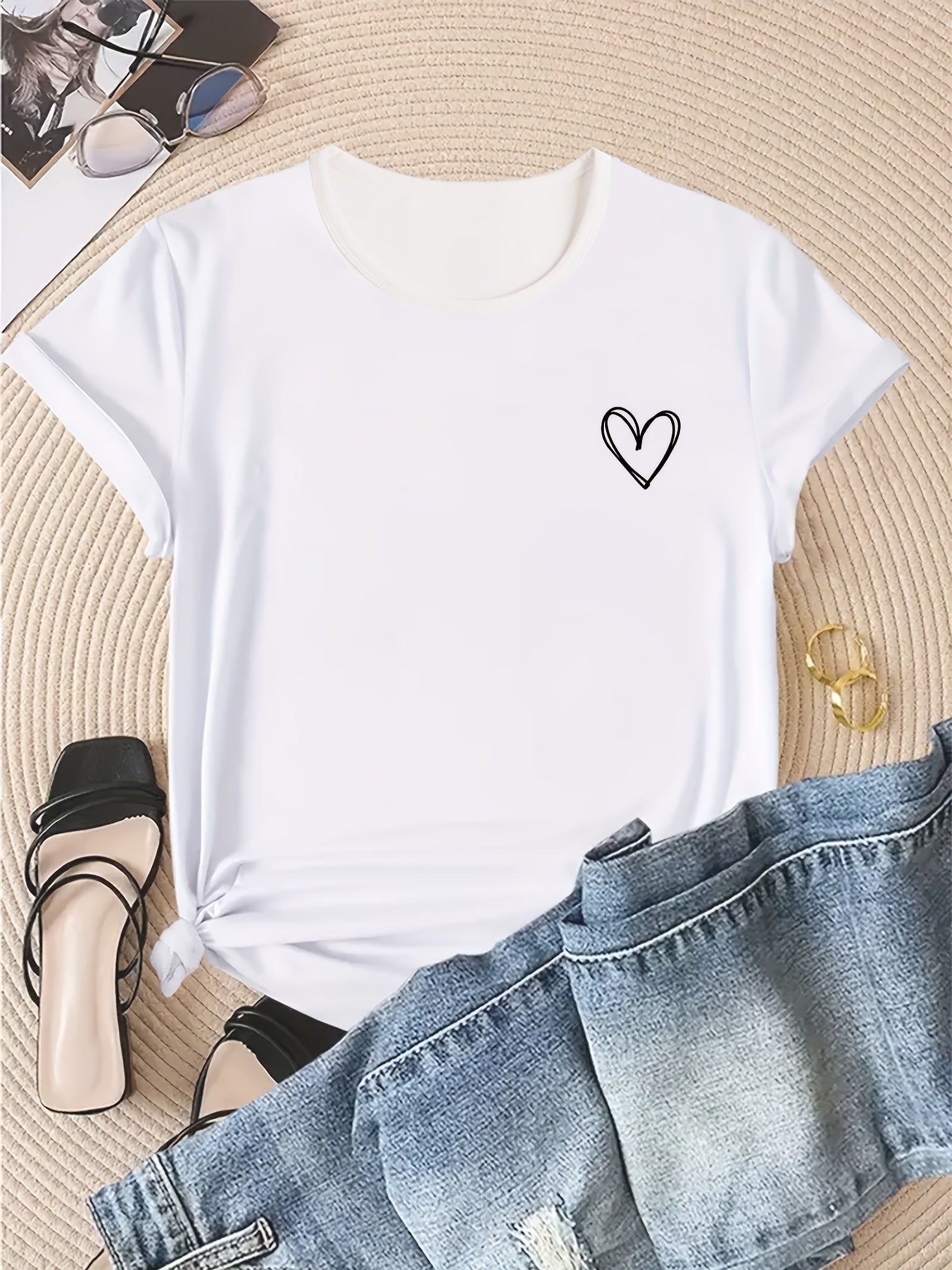 Love Y2K, Trendy Fashion, Women's Round Neck Short Sleeve, Casual and Comfortable, Women's Spring and Summer Clothing