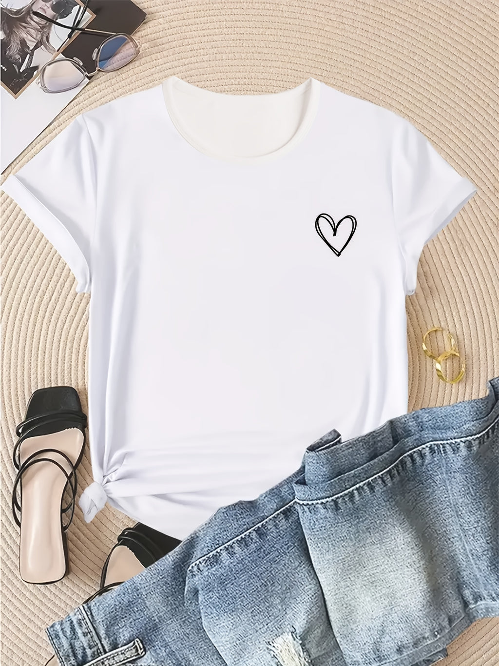 Love Y2K, Trendy Fashion, Women's Round Neck Short Sleeve, Casual and Comfortable, Women's Spring and Summer Clothing