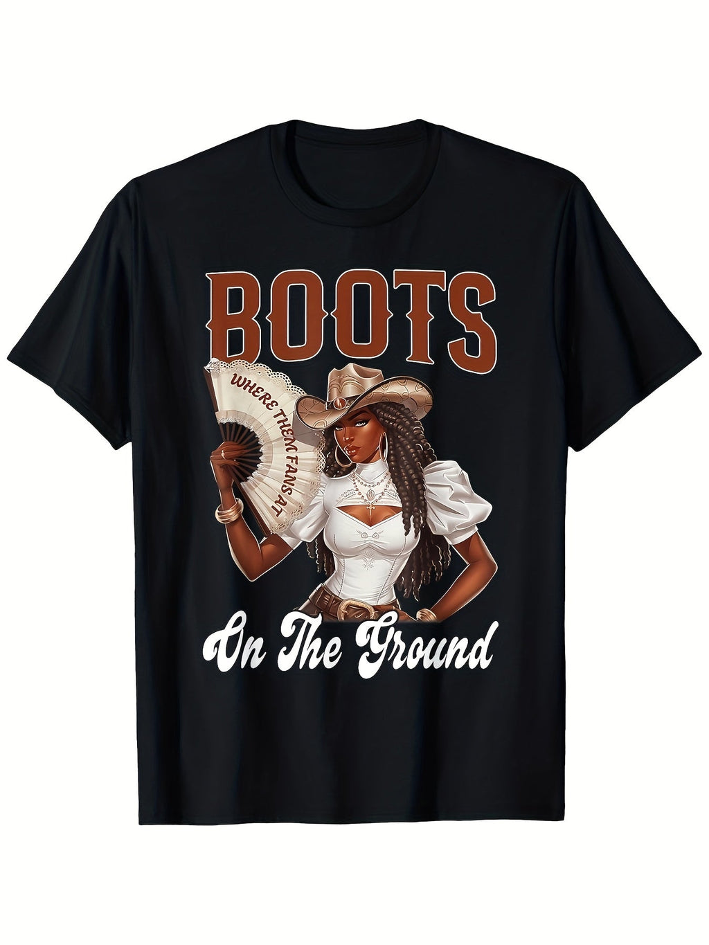 Where Them Fans at Boots On Da Ground Cowgirl Linedance T-Shirt, Casual Short Sleeve Crew Neck Tee, 100% Cotton, Super Soft, Summer Tee - Easter Gift, Father'S Day Gift, Mother'S Day Gifts for Men Women Couple and Friend