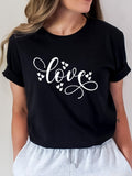 Letter Print T-Shirt, Short Sleeve Crew Neck Casual Top for Summer And Spring, Women'S Clothing