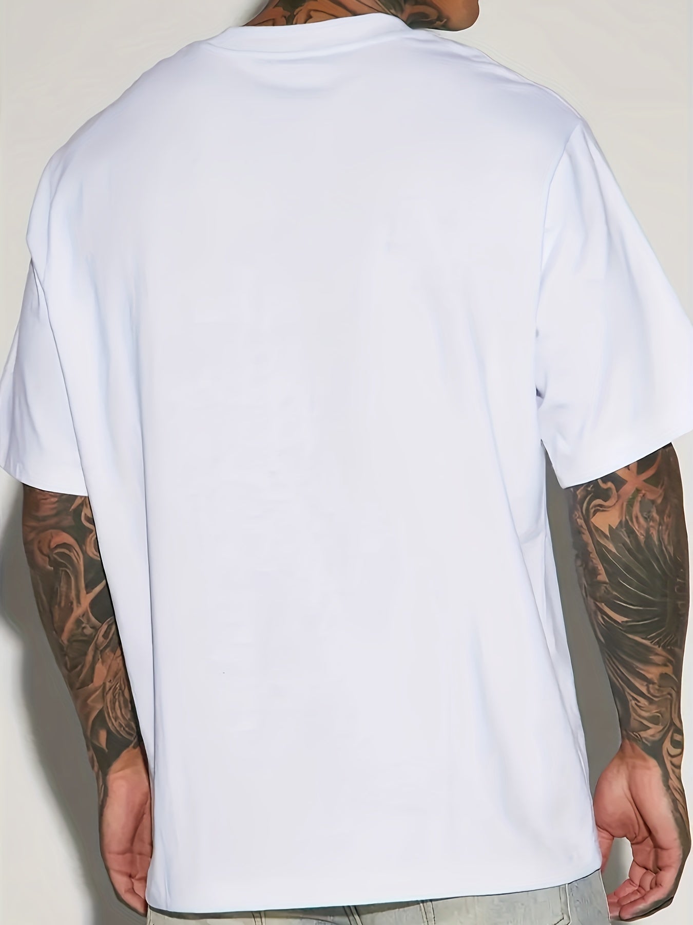 Men'S Casual Outdoor Short-Sleeve T-Shirt with a Summer Cross Religious Print in Plus Size