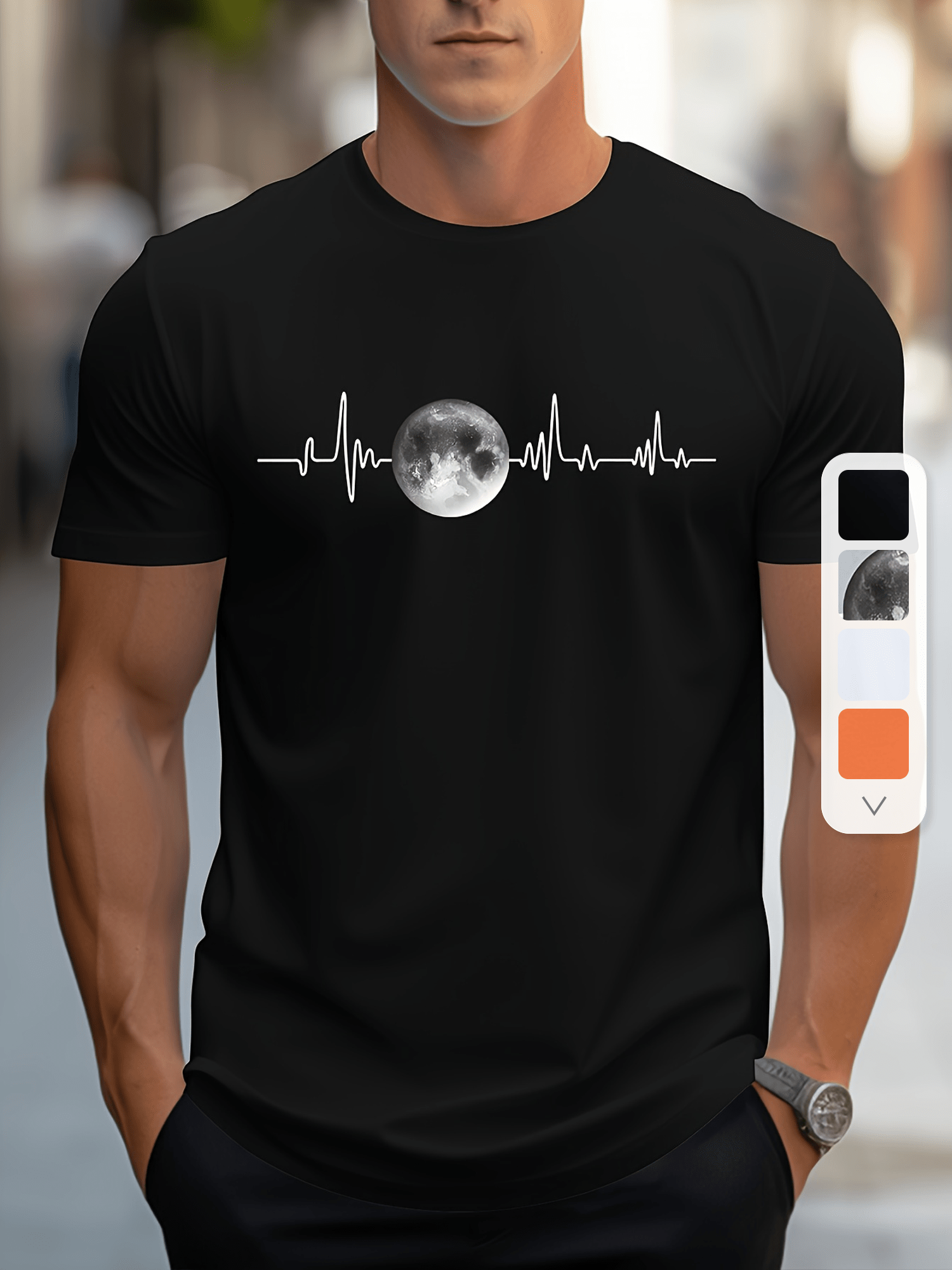 Men's Planet Print Drop Shoulder T-shirt