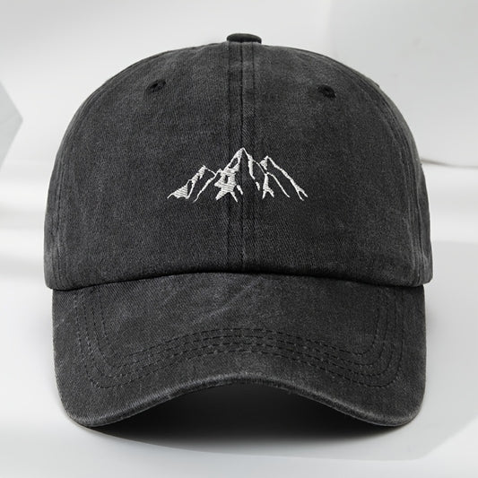 High-Quality Mountain Peak Embroidery Baseball Cap Outdoor Sports Hiking Moisture-Wicking Breathable Duckbill Cap Soft Top Adjustable Unisex Hat