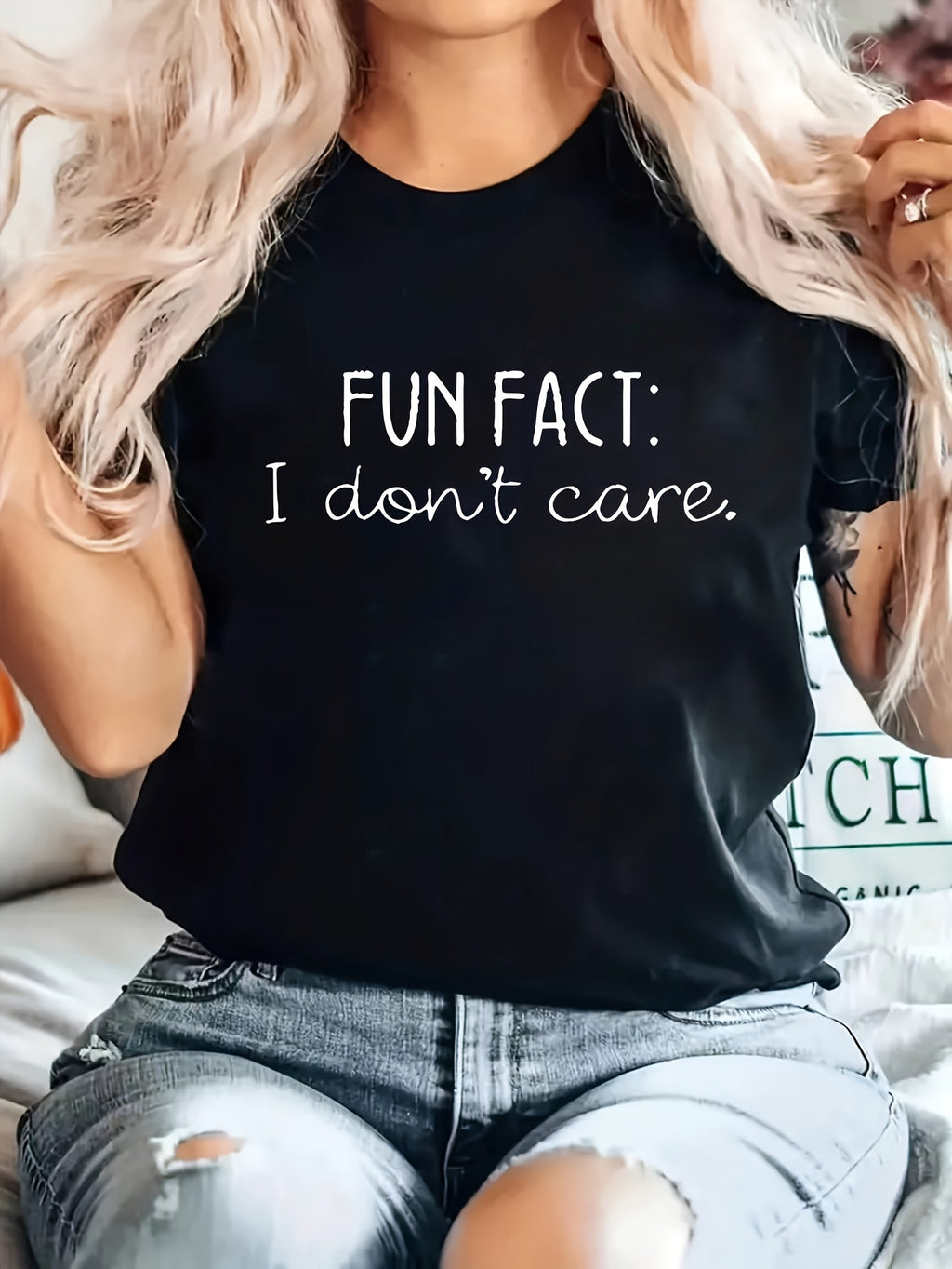 Plus Size, Plus Size Women's T-Shirt with Letter Print
