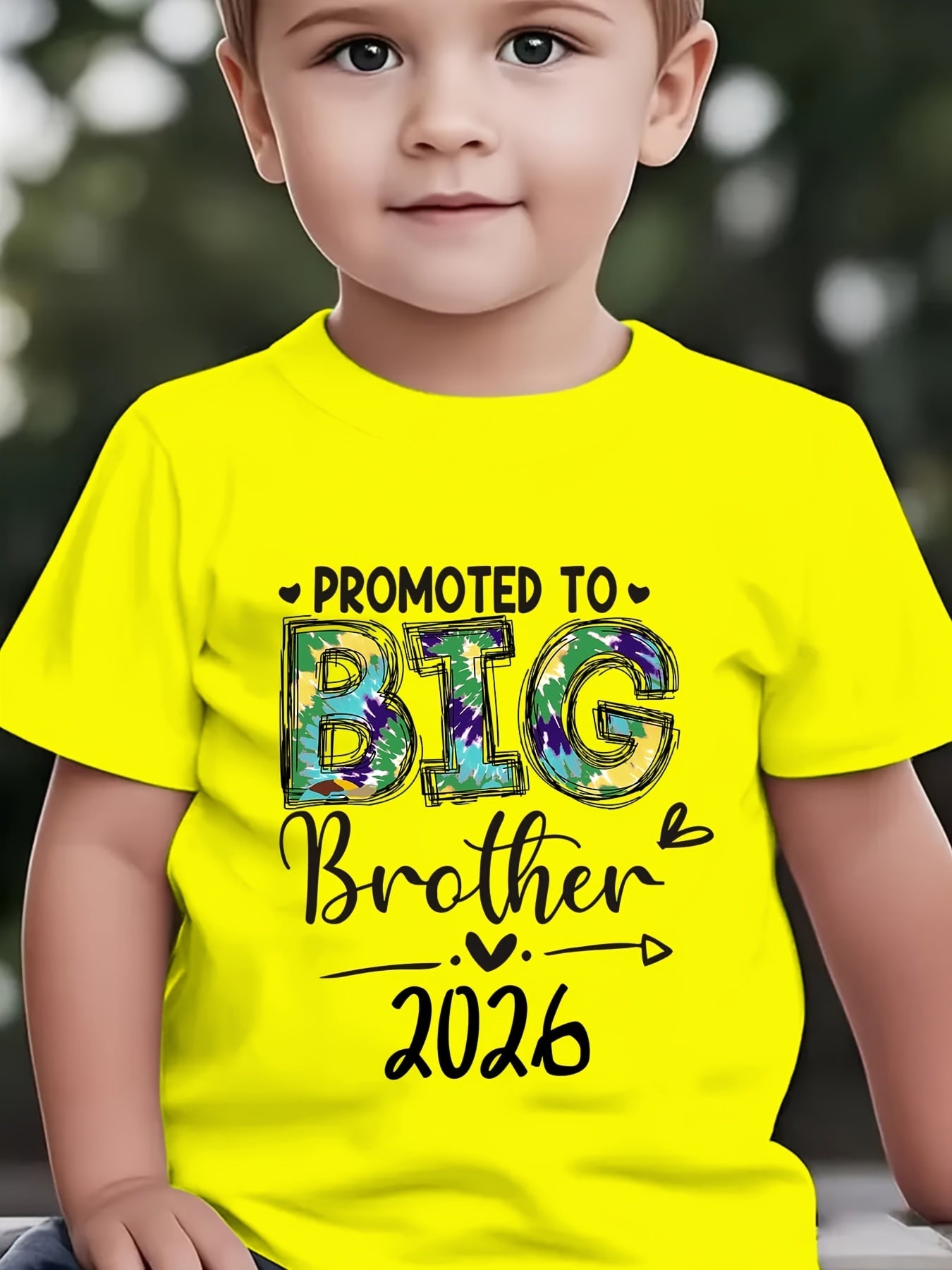 Summer Fashion Boys' Short Sleeve T-Shirt PROMOTED TO BIG BROTHER 2026 Letter Print Outdoor Casual Top NY-DX6459