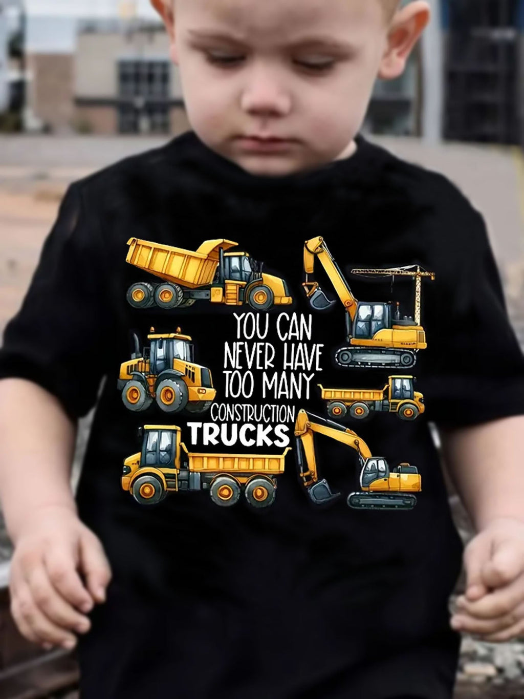 Cartoon T-Shirt Featuring a Game Excavator, Truck Graphics for Boys, And Short-Sleeved Shirts for Girls Learning to Walk