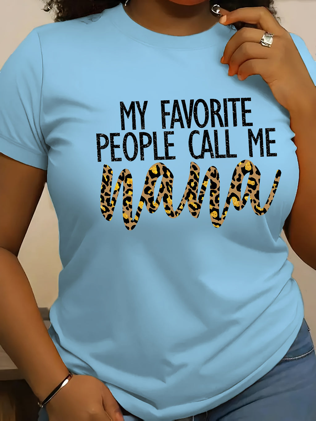 NANA's Letter Graphic Print Crew Neck T-shirt, Casual Short Sleeve Top for Spring & Summer, Women's Clothing