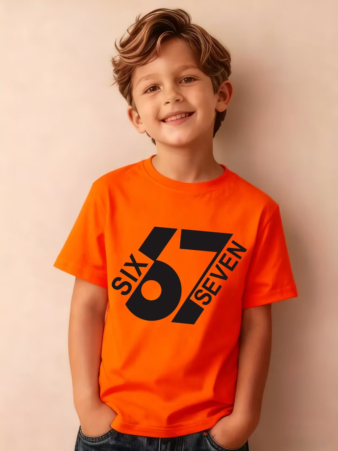 Summer Boys' Fashion Short Sleeve T-Shirt, Sizes 6-7, Cartoon Pattern Print Outdoor Casual Top, NY-DX7586